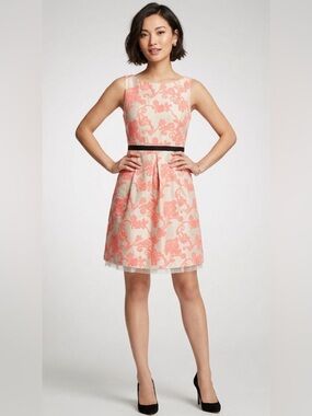 LOFT Coral Fit/Flare Dress